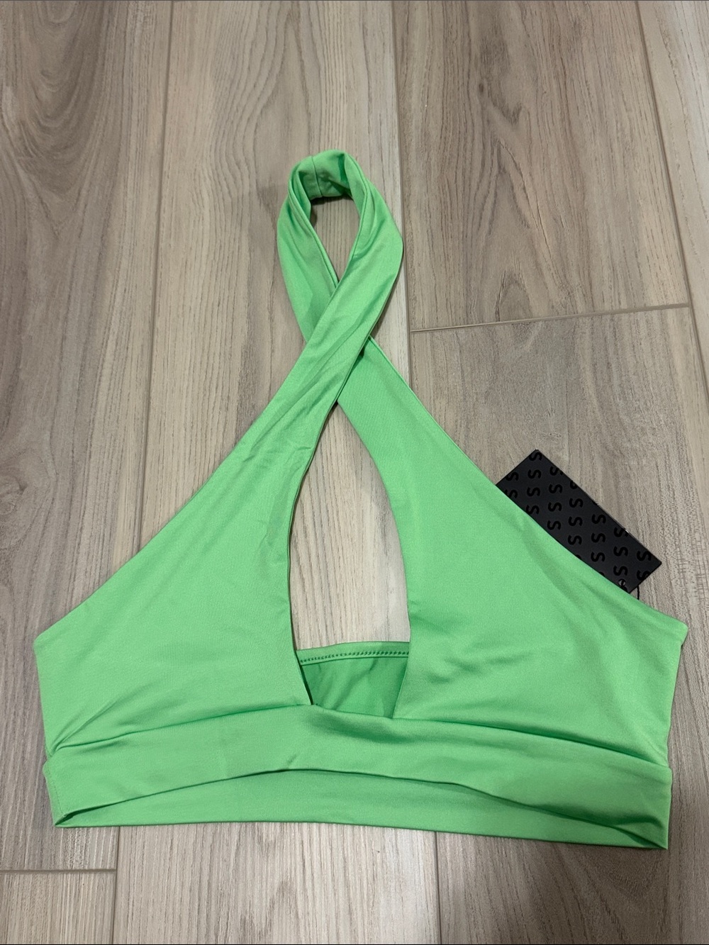 Neon Green Halter Crop Top - Picture 1 of 3